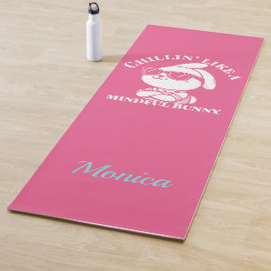 Tapis De Yoga Chat Yoga "Lapin Mineur" Rose Personnalisé