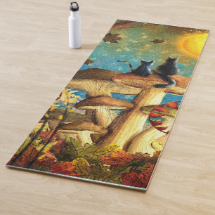 Tapis De Yoga Chats de champignons solidement à l'arrière