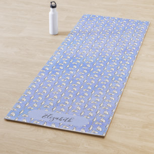 Tapis De Yoga Chats de couleur aquarelle bleue girly personnalis