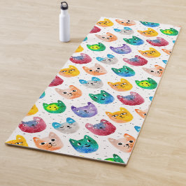 Tapis De Yoga Chats et amis d'aquarelle