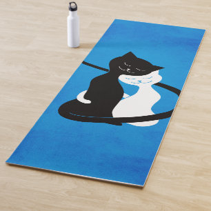 Tapis De Yoga Chats mignons du bleu deux dans l'amour