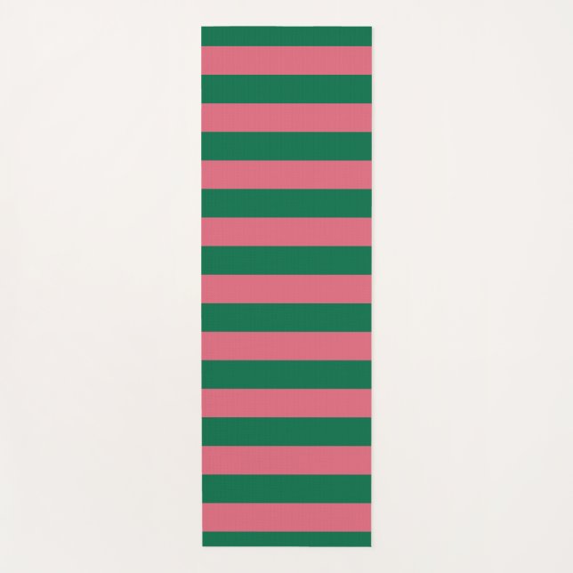 Tapis De Yoga Chérie Picket Rose Vert Bande (Devant)