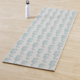 Tapis De Yoga Chevaux de mer tropicaux, Motif hippocampe - gris 