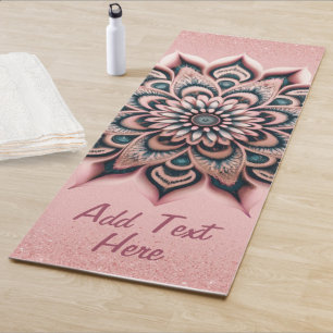 Tapis De Yoga Chic Customisé Rose Parties scintillant or élégant