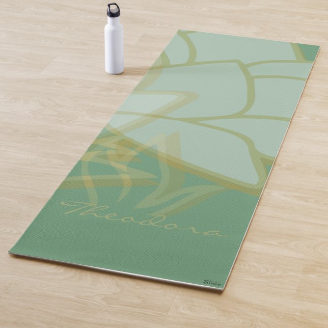 Tapis De Yoga Chic Gold Green White Abstrait (En situation)