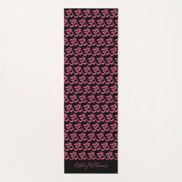 Tapis De Yoga Chic Monogramme Hot rose Om Symbole Motif noir