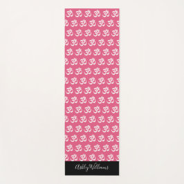 Tapis De Yoga Chic Monogramme Om Symbole Motif rose noir