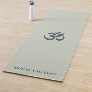 Tapis De Yoga Chic Monogramme Om Symbole Pastel Green Yoga Mat