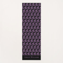 Tapis De Yoga Chic Monogramme Violet Om Symbole Motif Noir