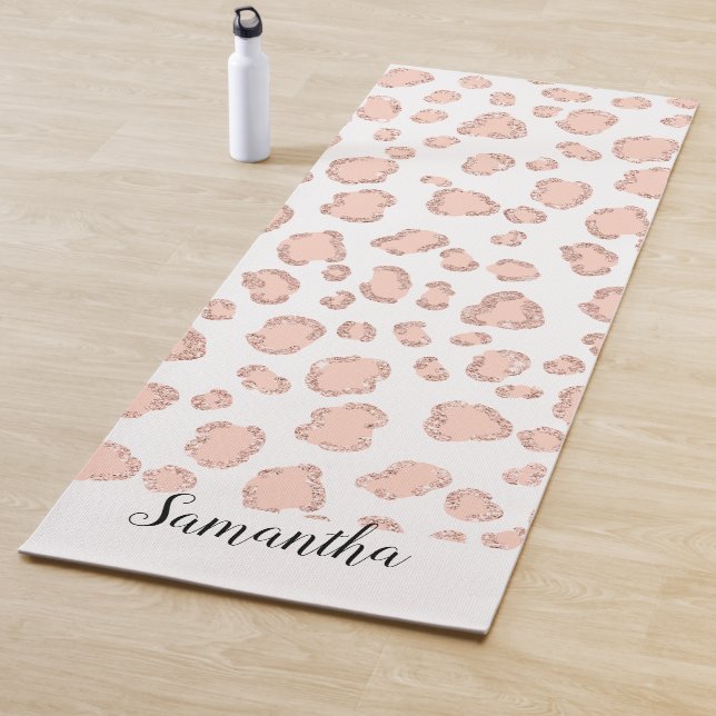 Tapis De Yoga Chic rose gold glitter blush pink leopard (En situation)