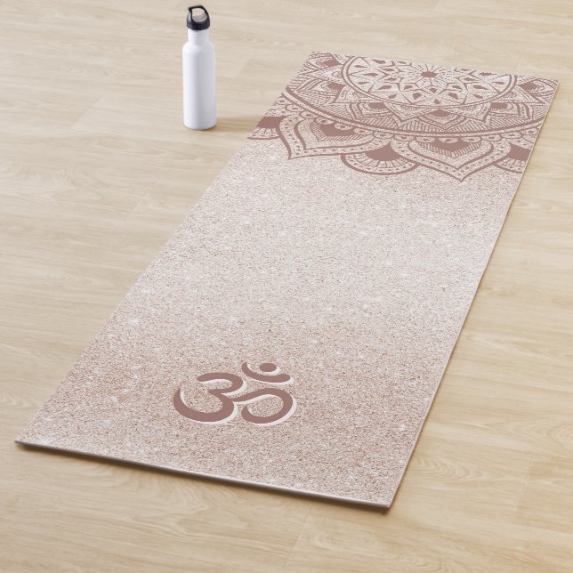 Tapis De Yoga Chic Rose Gold Mandala Om Personal (En situation)