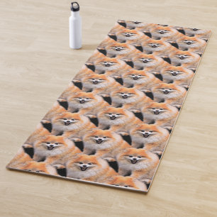 Tapis De Yoga Chien Poméranien mignon riant