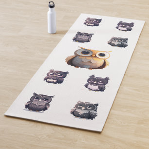 Tapis De Yoga Chouette noire Cute Kawaii Enfants