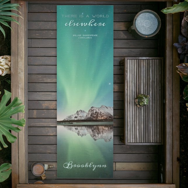 Tapis De Yoga Citation Inspirante Aurora Vert Personnalisée Yoga (Créateur téléchargé)