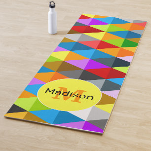 Tapis De Yoga Clair triangles colorés motif Monogramme
