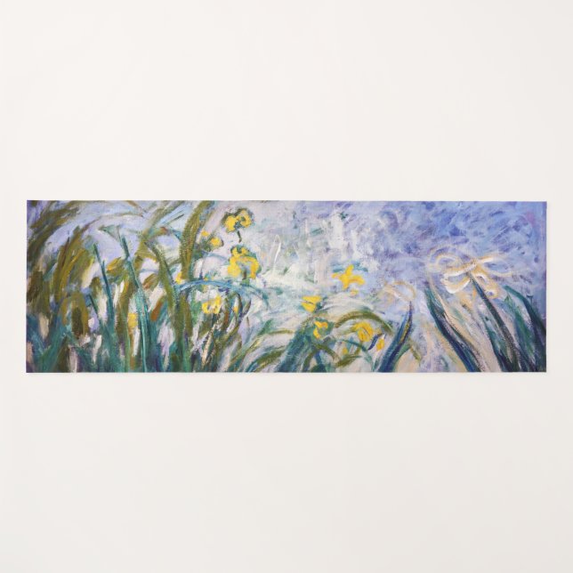 Tapis De Yoga Claude Monet - Iris jaunes et violets (Devant (Horizontal))