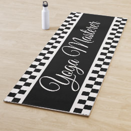 Tapis De Yoga Coche en noir et blanc