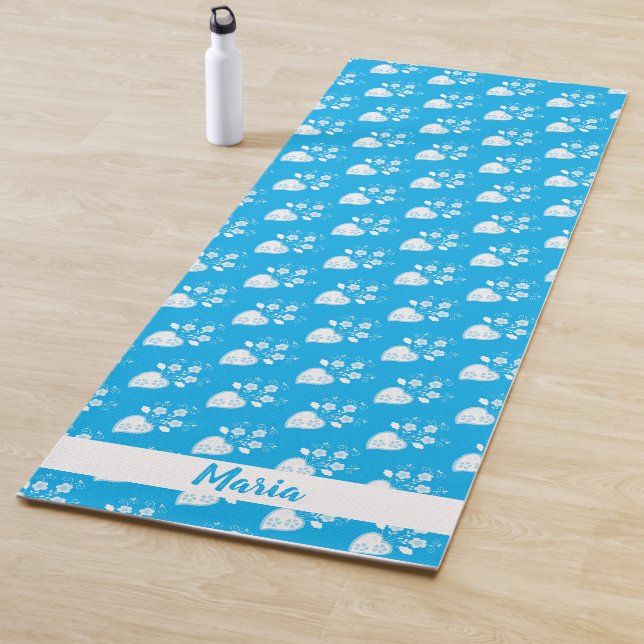 Tapis De Yoga Coeur populaire portugais en motif fleuri (En situation)