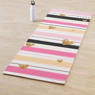 Tapis De Yoga Coeurs et rayures