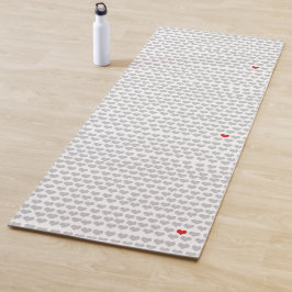 Tapis de Yoga - Cœurs Gris Cœur Rouge