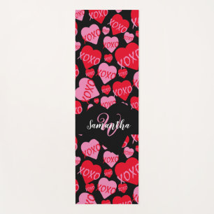Tapis De Yoga Coeurs motifs XOXO Aimer Rouge rose noir Monogramm
