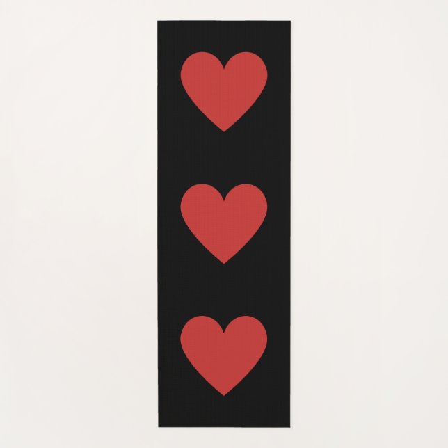 Tapis De Yoga Coeurs rouges mat arrière - plan noir (Devant)