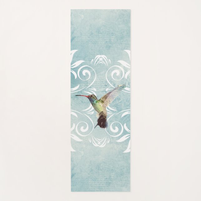 Tapis De Yoga Colibri à Arrière - plan florissant (Devant)