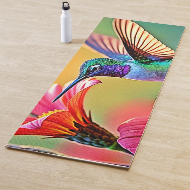 Tapis De Yoga Colibri vibrant au coucher du soleil (En situation)