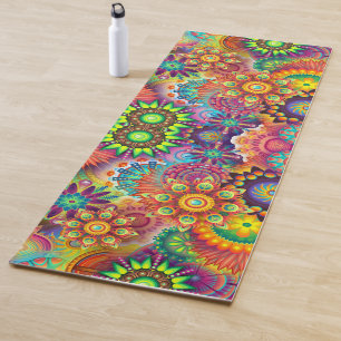 Tapis De Yoga Collage floral Mandala Psychedelic Yoga Mat