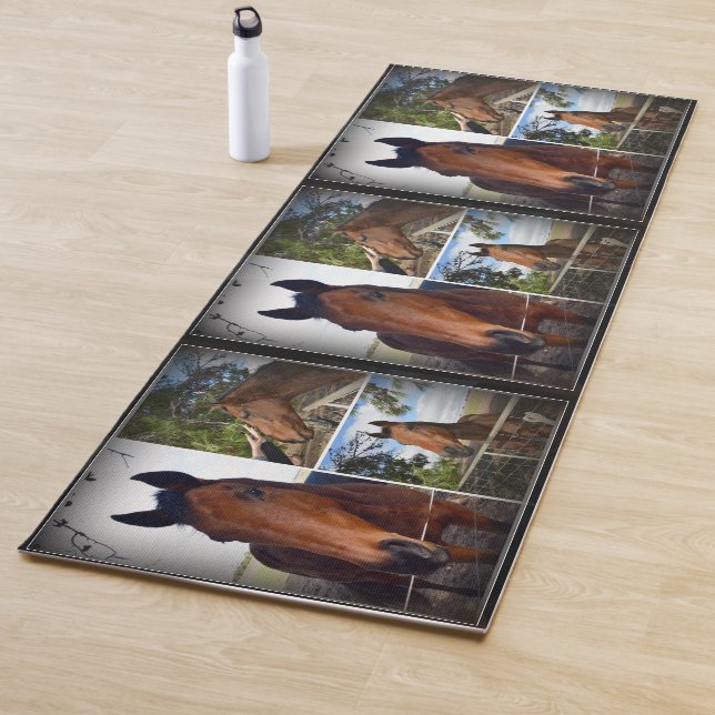 Tapis De Yoga Collage photo de cheval Brown, (En situation)