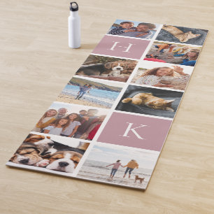 Tapis De Yoga Collage photo de famille personnalisée Mauve Mon