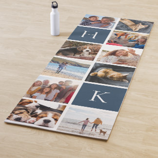 Tapis De Yoga Collage photo de famille personnalisée | Monogramm