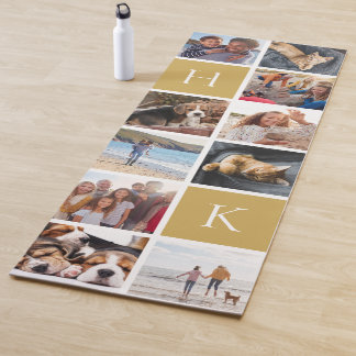 Tapis De Yoga Collage photo de famille personnalisée | Monogramm