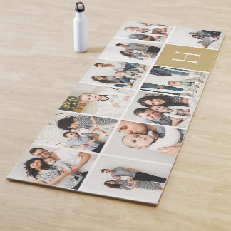 Tapis De Yoga Collage photo de famille personnalisée | Monogramm