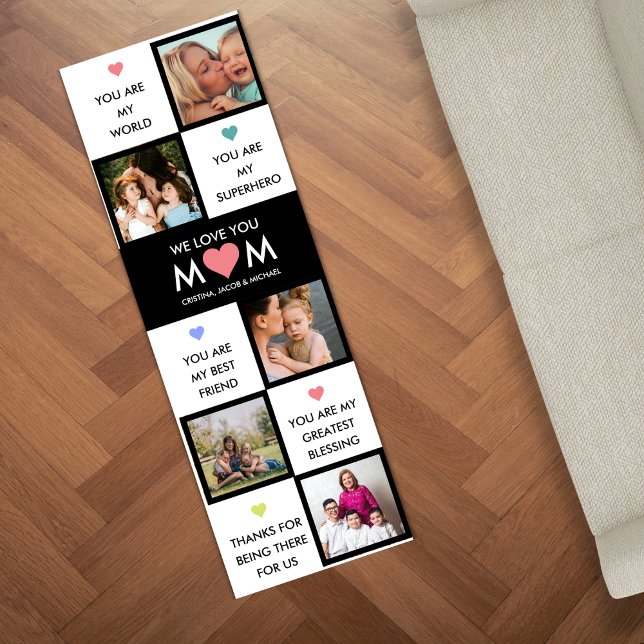 Tapis De Yoga Collage Photo Fête Des Mères Avec Citations De Mei (Créateur téléchargé)