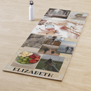 Tapis De Yoga Collage photo modèle Nom personnalisé Cute