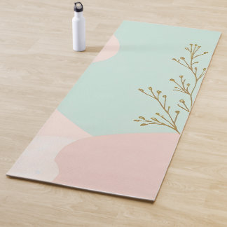 Tapis De Yoga Collection Tendance Abstraite Rose Saumon Menthe
