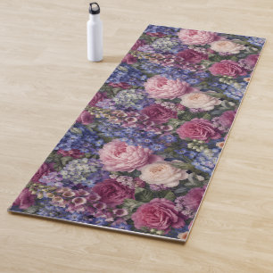Tapis De Yoga Composition florale dense de jardin anglais