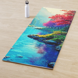Tapis De Yoga Conception de chemin forestier mystique et rêveur