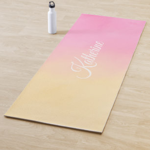 Tapis De Yoga Conception de dégradé rose jaune blush cool