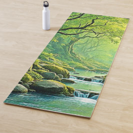 Tapis De Yoga Conception de flux forestiers enchantés