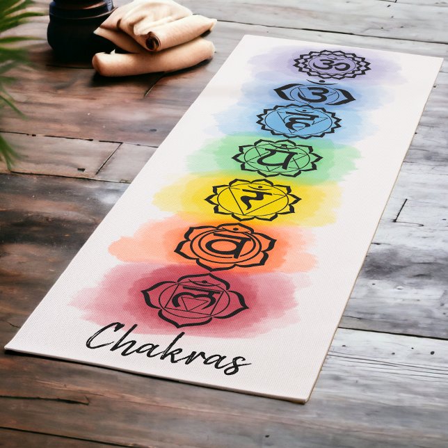 Tapis De Yoga Conception de sept chakra avec options de texte pe (Créateur téléchargé)