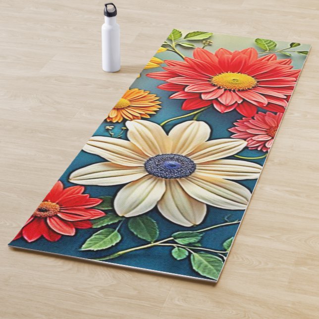 Tapis De Yoga Conception florale dynamique de l'Imaginaire (En situation)