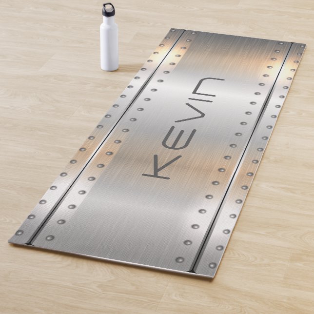 Tapis De Yoga Conception géométrique en aluminium brossé métalli (En situation)