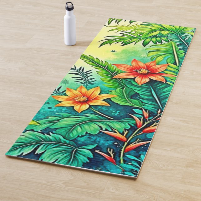 Tapis De Yoga Conception Tropical Jungle Lush Paradise (En situation)