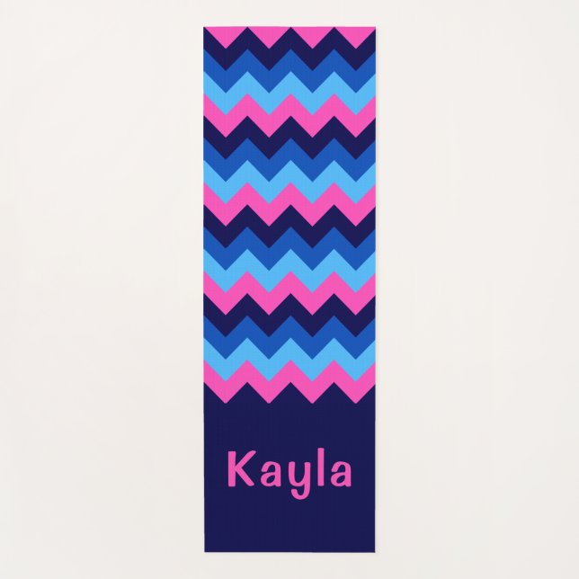 Tapis De Yoga Cool bleu rose Chevron Monogram Yoga Mat (Devant)
