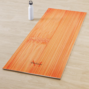 Tapis De Yoga Cool orange brûlé bois de bambou imprimé Monogramm