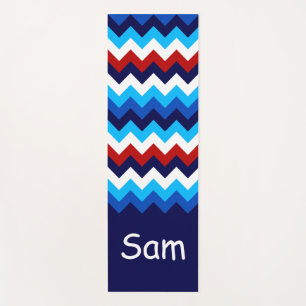 Tapis De Yoga Cool Rouge Blanc Bleu Chevrons Monogram Yoga Mat