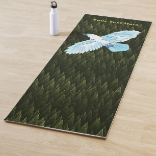 Tapis De Yoga Corbeau blanc sur conifères fragiles
