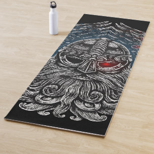 Tapis De Yoga Corbeaux et épées d'Odin Mythologie Viking drapeau